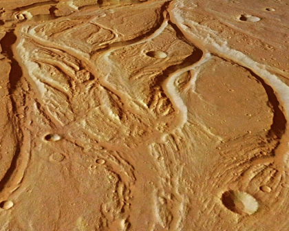 The central portion of the Osuga Valles on Mars.